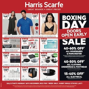 Harris Scarfe Catalogue Boxing Day 2022